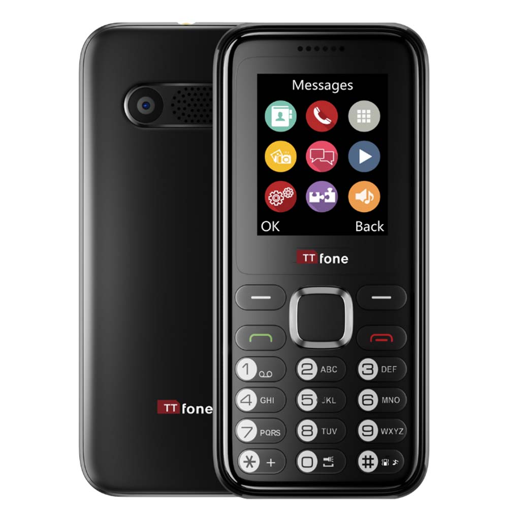 Returned Resale - TTfone TT150 Black Dual SIM Mobile with USB Cable, Vodafone Pay As You Go